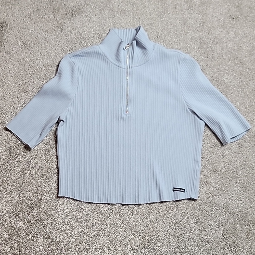 Calvin Klein Jeans Y2K mock neck cropped sweater top